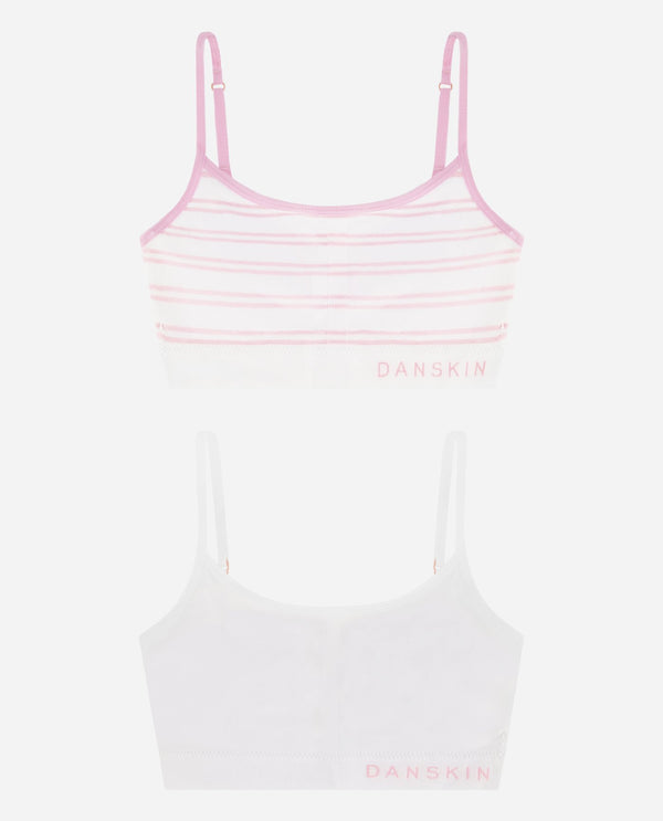 Danskin Girls' Training Bra - 6 Pack Cami Sports Bralette with Removable  Pads, Size Medium, Light Pink/White/Light Grey