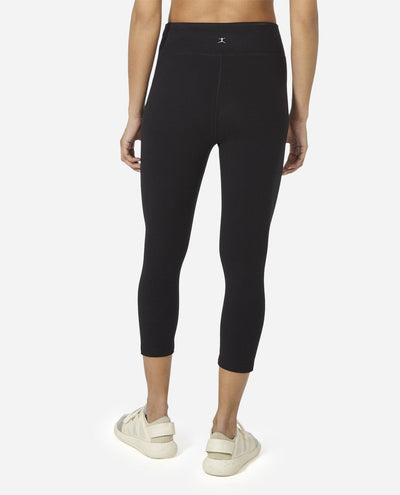 Back View of Mid-Rise Cropped Legging - Black Salt