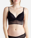 Front View of 2-Pack Lace Longline Bra BLACK