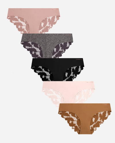 5-Pack Bonded Microfiber Hipster Underwear With Lace Back - view 13