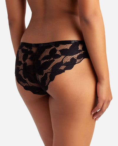 5-Pack Bonded Microfiber Hipster Underwear With Lace Back - Black