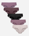 5-Pack Bonded Microfiber Hipster Underwear With Lace Back - Eclipse Multi