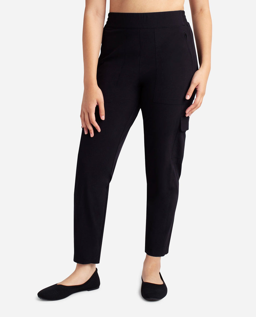Danskin Women's Regular DriMore Relaxed Pants Yoga Fitness Activewear,  Black