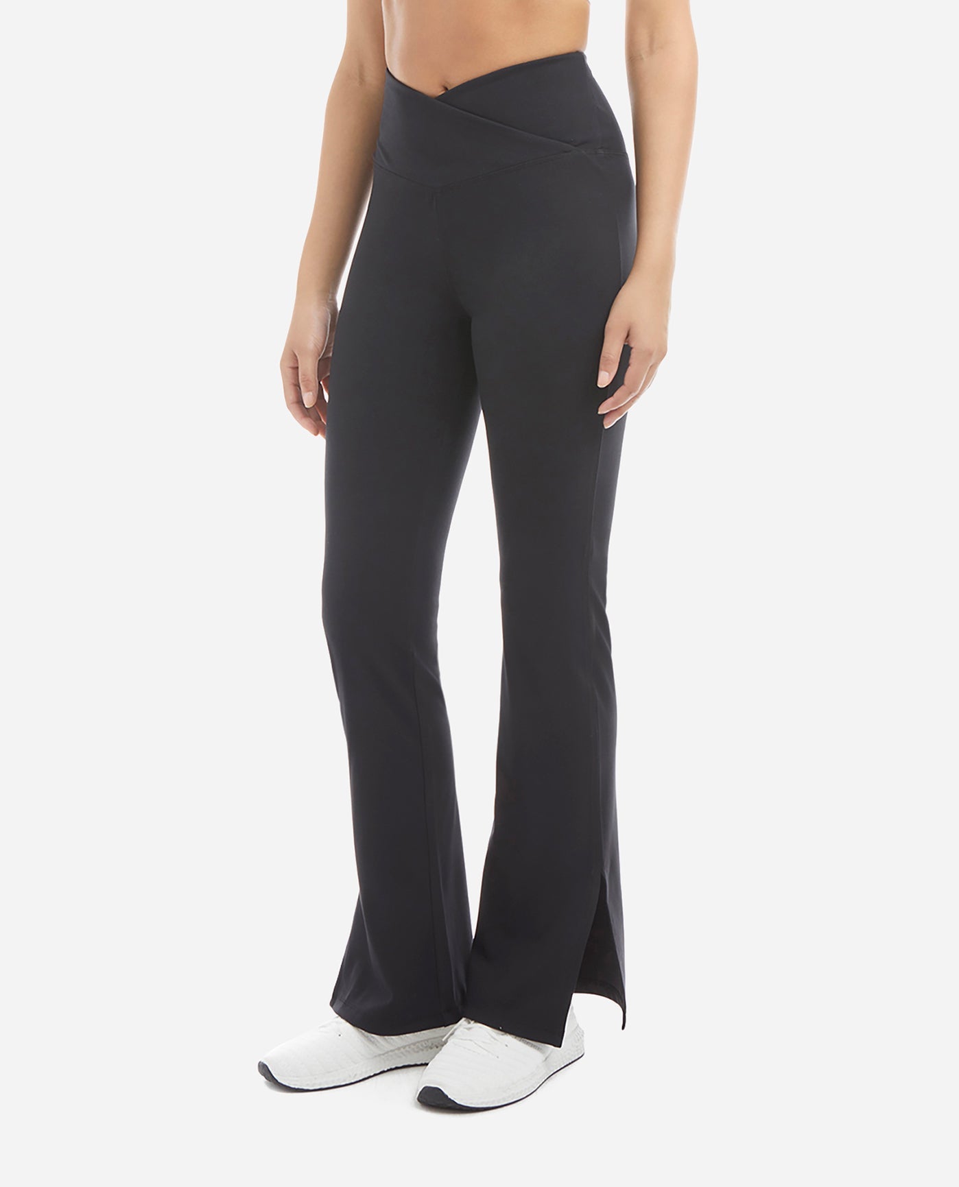 Black High-Waisted Side Slit Flare Pants with Pockets – SKNZ