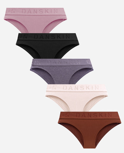 Danskin, Intimates & Sleepwear, Nwt Danskin Seamless Ribbed Panties 5pack  Bikini Brief Size Large