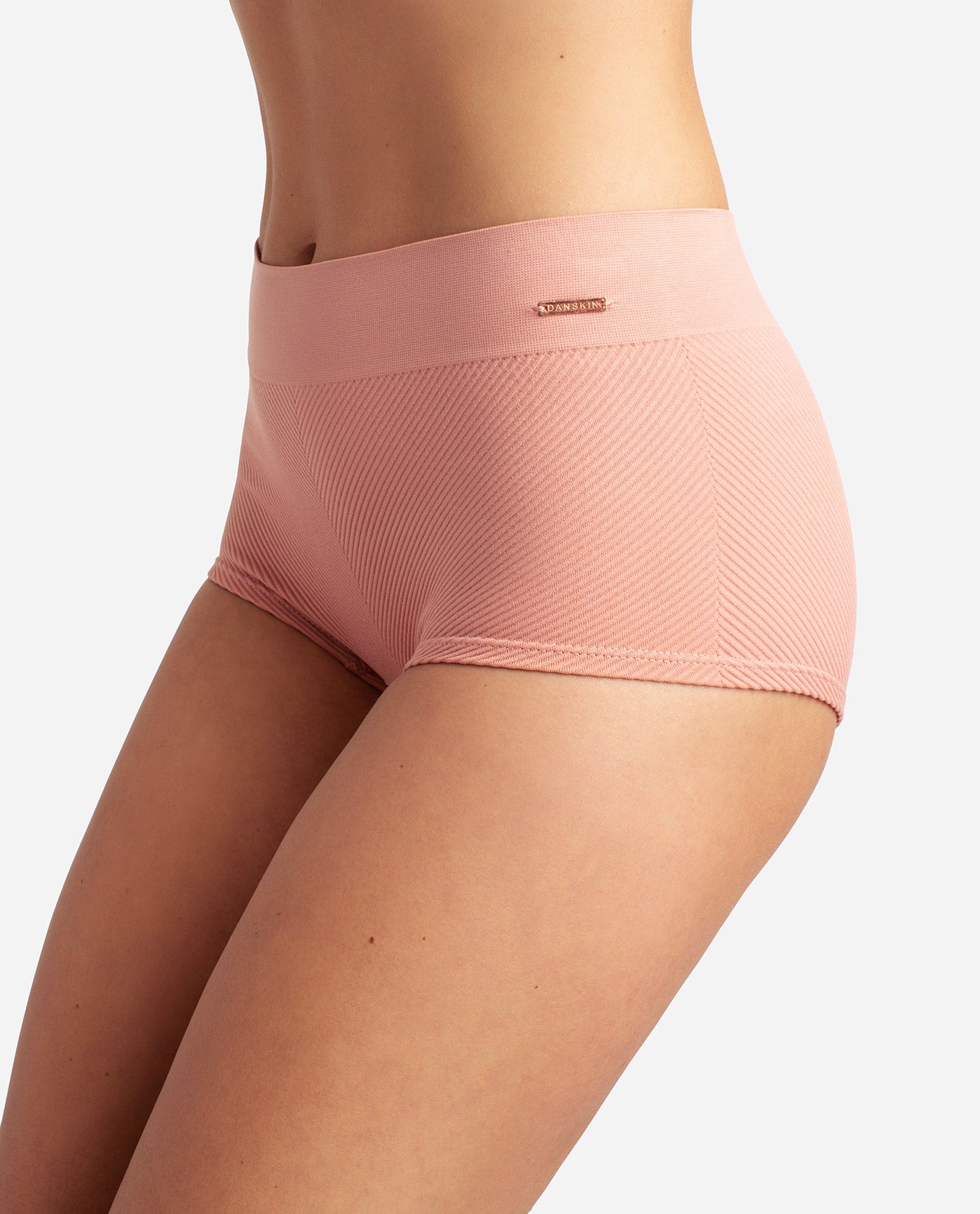 Danskin Laser Brushed Microfiber Hipster Panties In Sunbaked/ Heather Grey