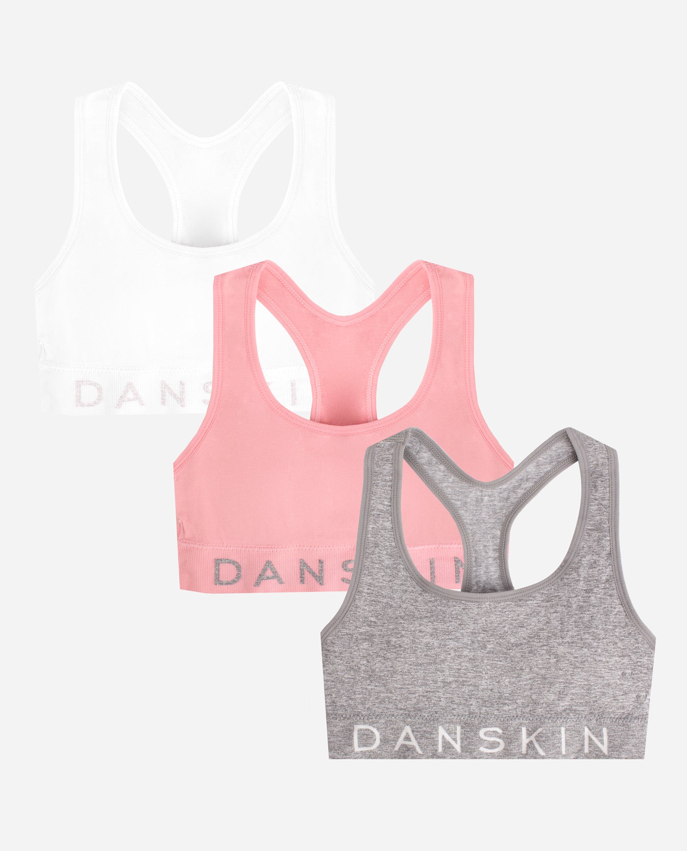 DKNY Women's Seamless Bralette, 2 Pack, Pink/Gray, Medium 