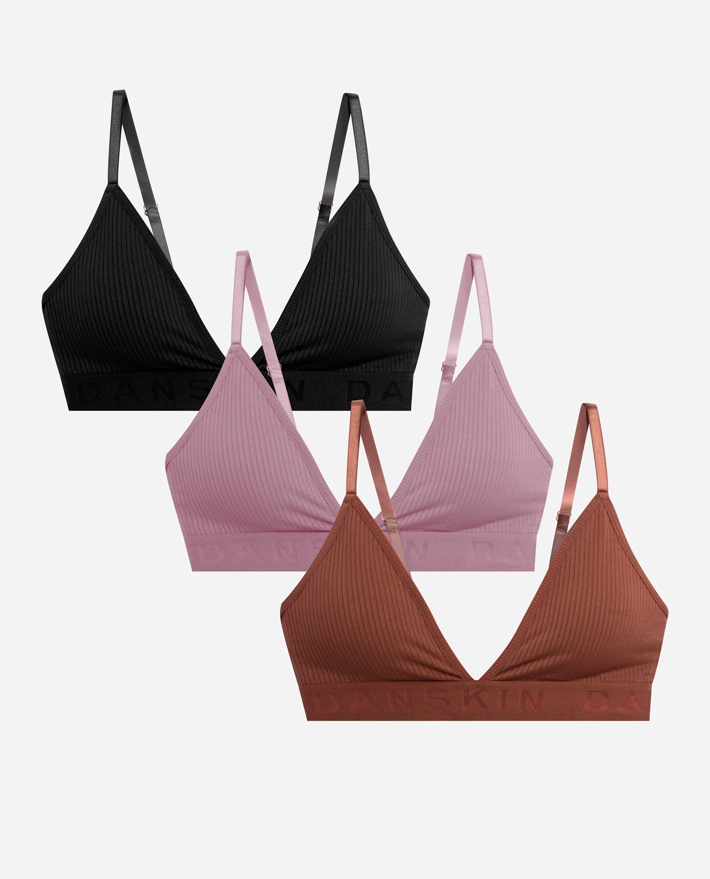C&C California 3-pack Amalie Seamless Ribbed Comfort Bralettes In