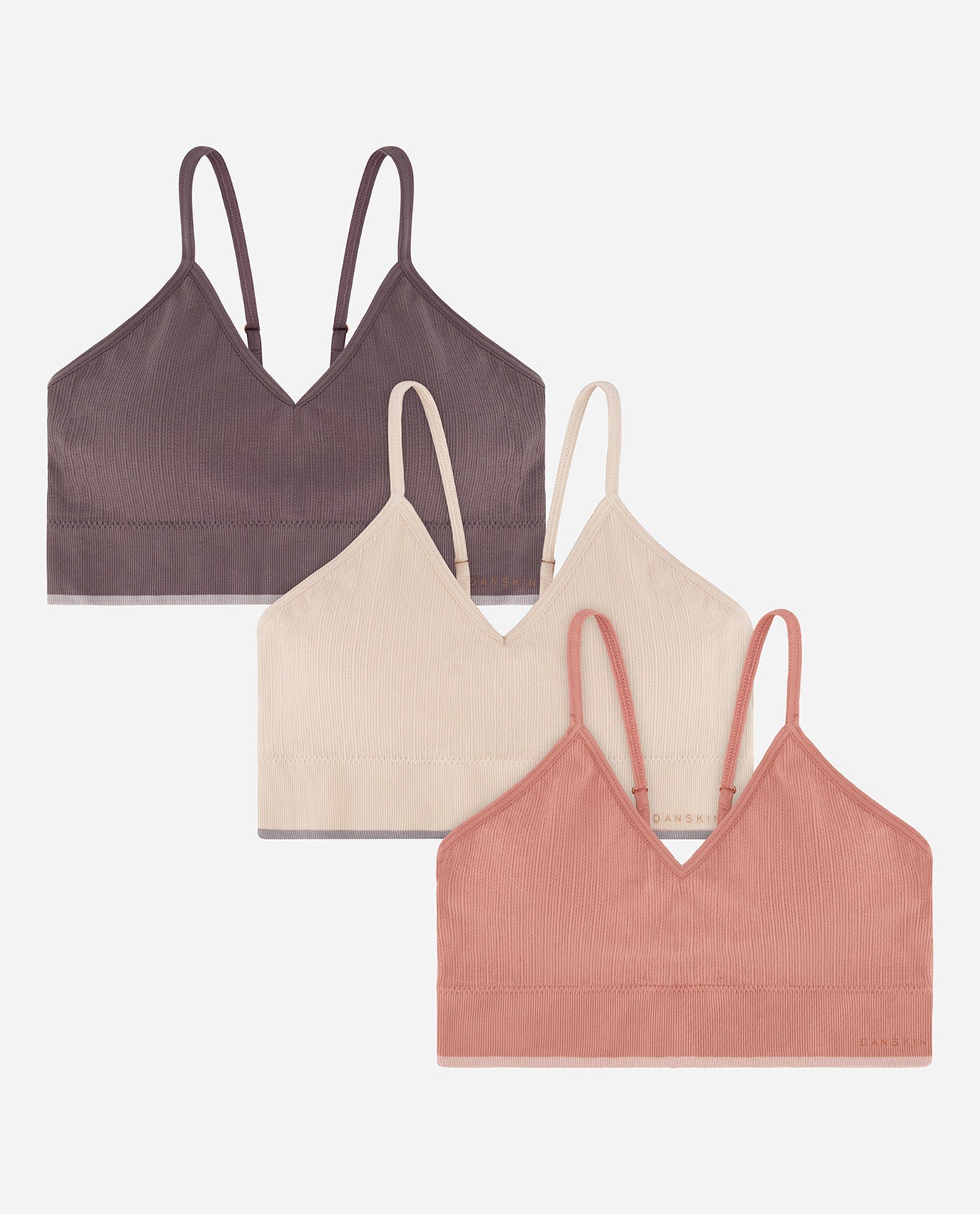 Women's 3-Pack Seamless Braid Texture Bralette With Contrast